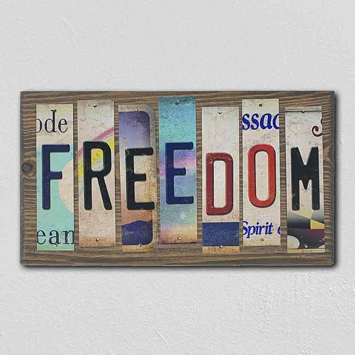 Freedom License Plate Tag Strip Novelty Wood Sign