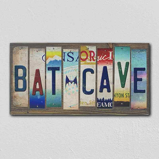 Bat Cave License Plate Tag Strips Novelty Wood Sign