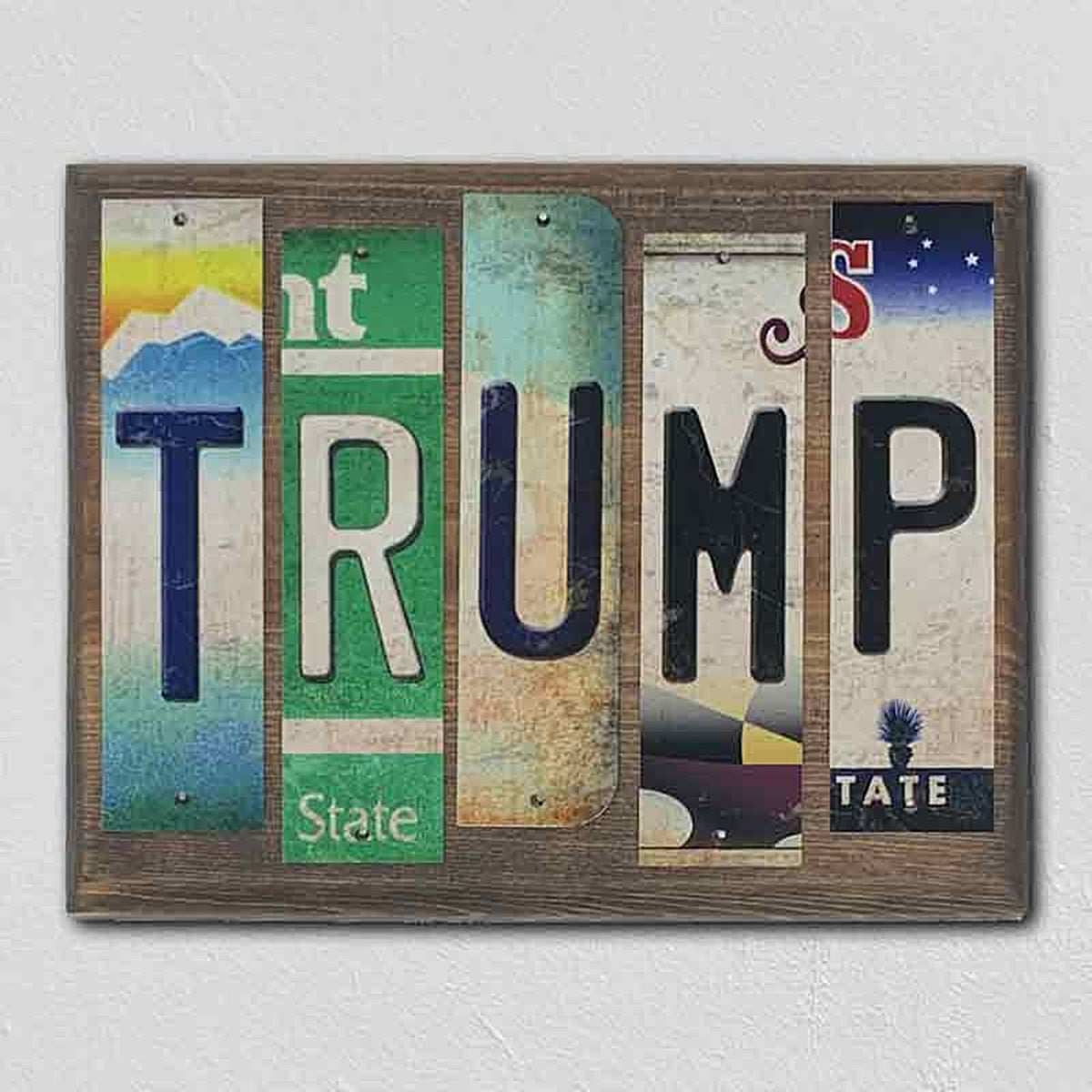 Trump License Plate Tag Strips Novelty Wood Sign