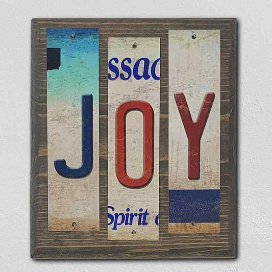 Joy License Plate Tag Strips Novelty Wood Sign