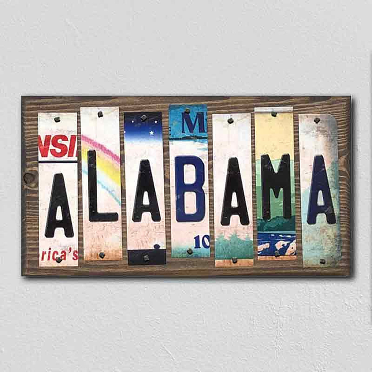Alabama License Plate Tag Strips Novelty Wood Signs