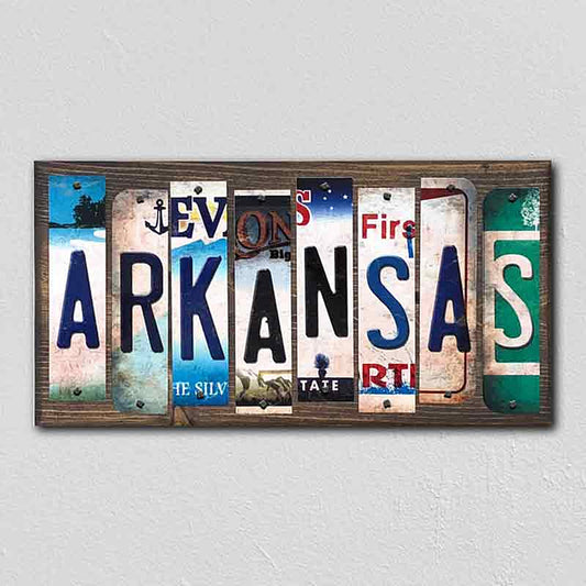 Arkansas License Plate Tag Strips Novelty Wood Signs