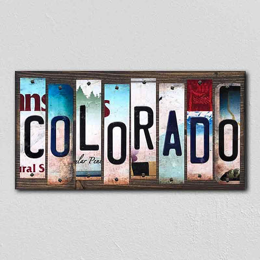 Colorado License Plate Tag Strips Novelty Wood Signs