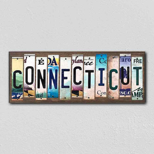 Connecticut License Plate Tag Strips Novelty Wood Signs