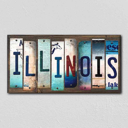 Illinois License Plate Tag Strips Novelty Wood Signs