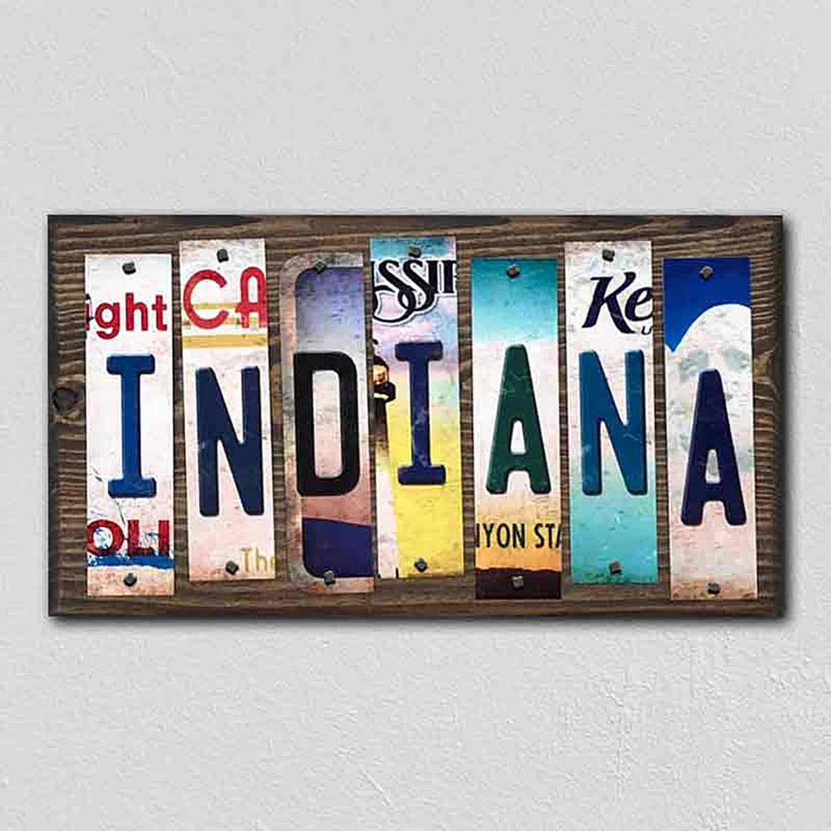Indiana License Plate Tag Strips Novelty Wood Signs