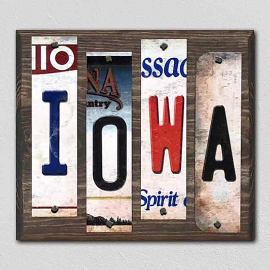 Iowa License Plate Tag Strips Novelty Wood Signs