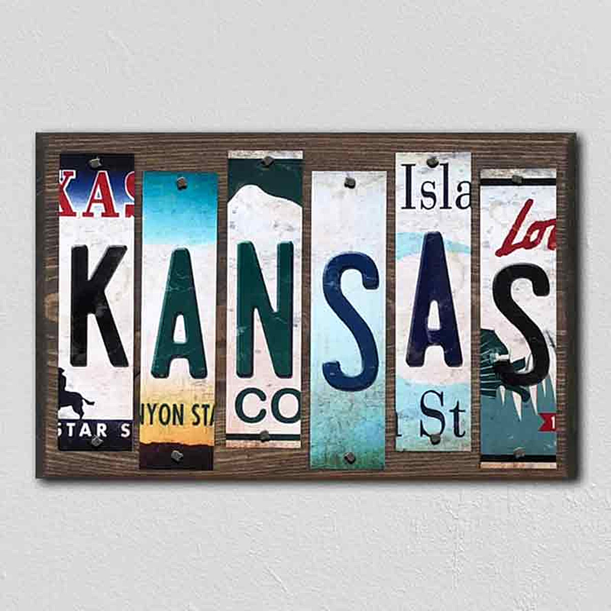 Kansas License Plate Tag Strips Novelty Wood Signs
