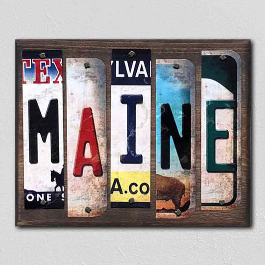 Maine License Plate Tag Strips Novelty Wood Signs