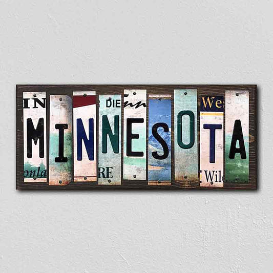 Minnesota License Plate Tag Strips Novelty Wood Signs