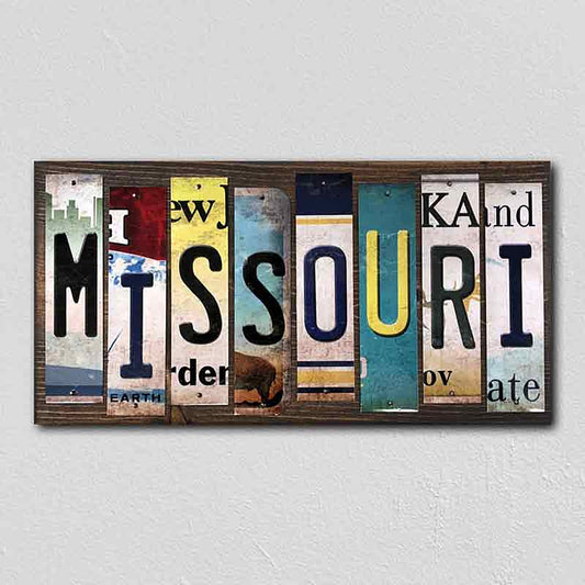 Missouri License Plate Tag Strips Novelty Wood Signs