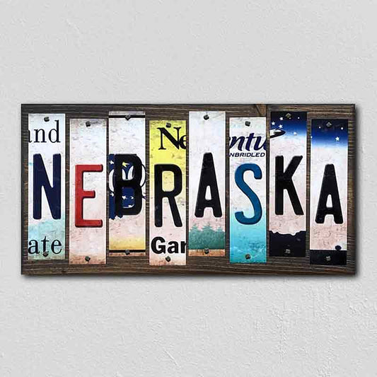 Nebraska License Plate Tag Strips Novelty Wood Signs