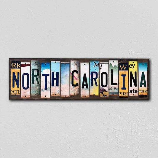 North Carolina License Plate Tag Strips Novelty Wood Signs
