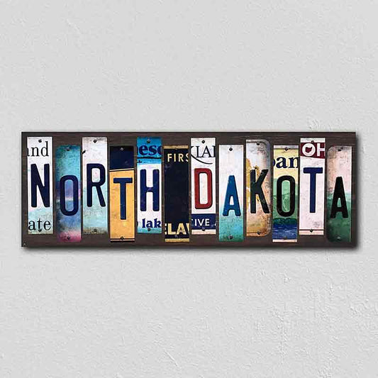 North Dakota License Plate Tag Strips Novelty Wood Signs