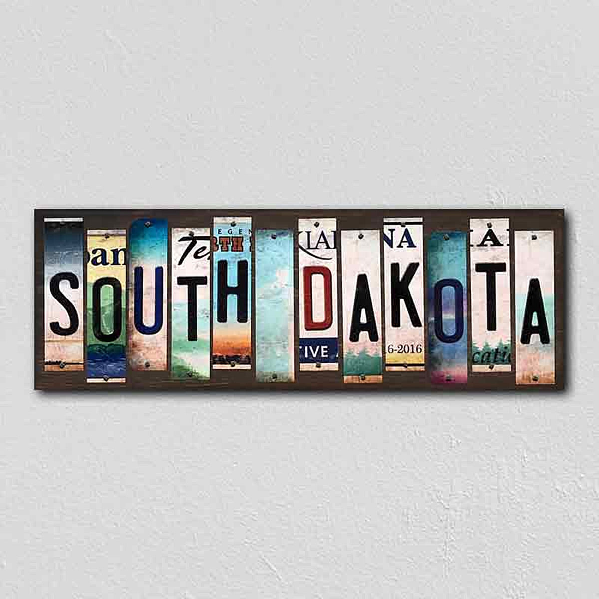 South Dakota License Plate Tag Strips Novelty Wood Signs