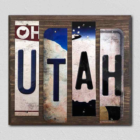 Utah License Plate Tag Strips Novelty Wood Signs