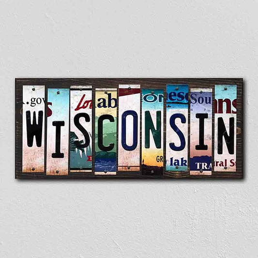 Wisconsin License Plate Tag Strips Novelty Wood Signs