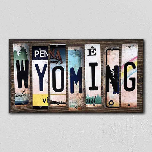 Wyoming License Plate Tag Strips Novelty Wood Signs