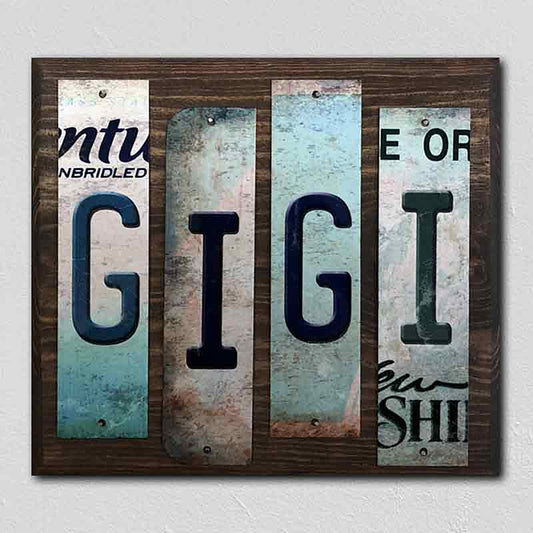 Gigi License Plate Tag Strips Novelty Wood Signs