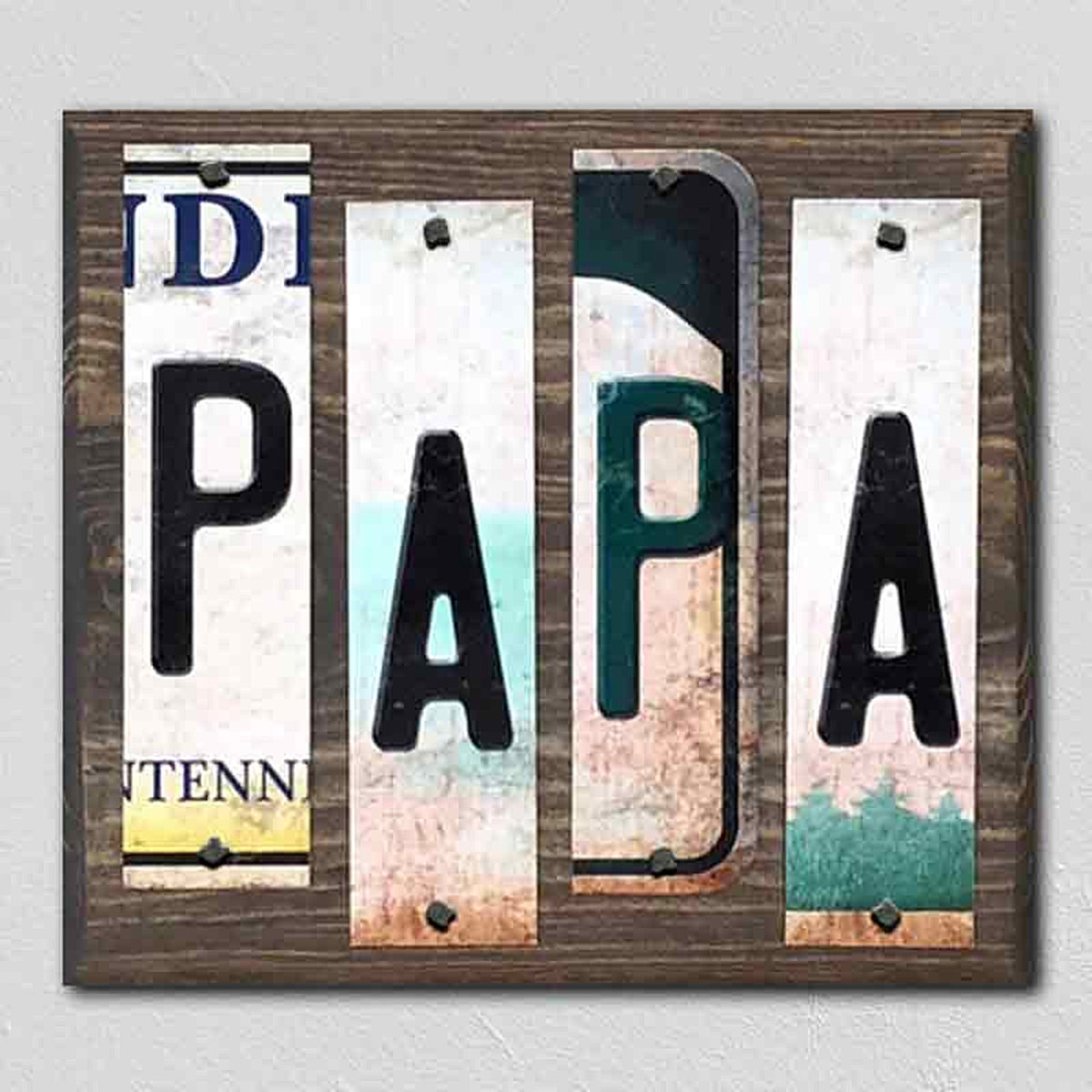 Papa License Plate Tag Strips Novelty Wood Signs