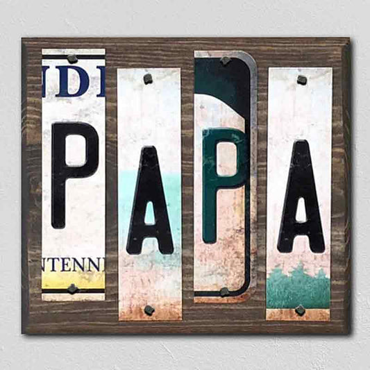 Papa License Plate Tag Strips Novelty Wood Signs