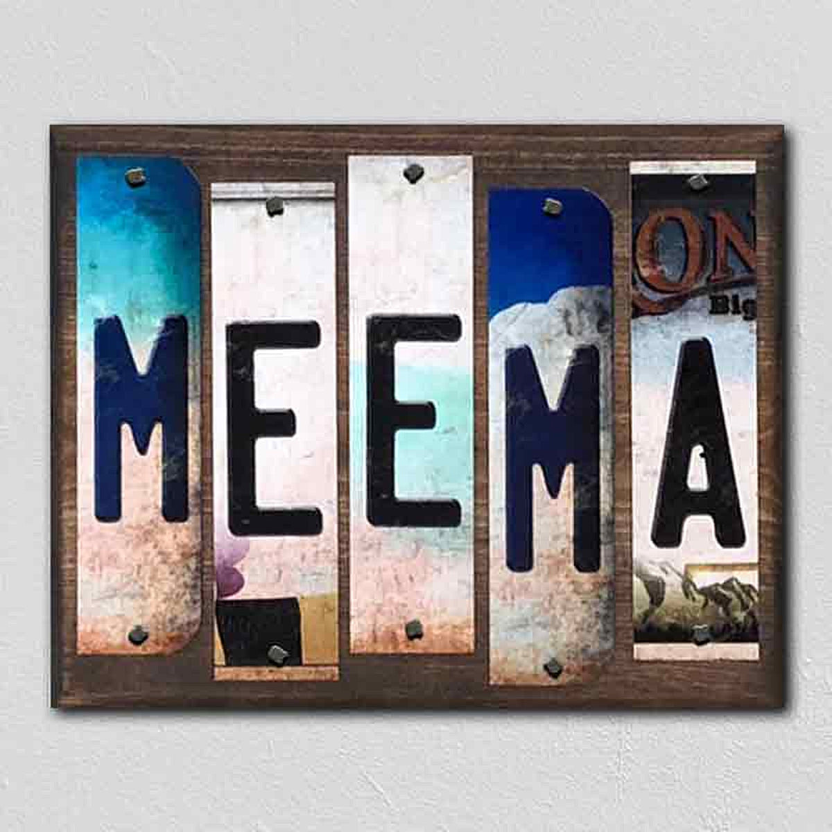 Meema License Plate Tag Strips Novelty Wood Signs
