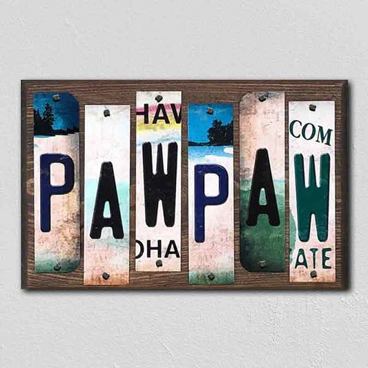 PawPaw License Plate Tag Strips Novelty Wood Signs
