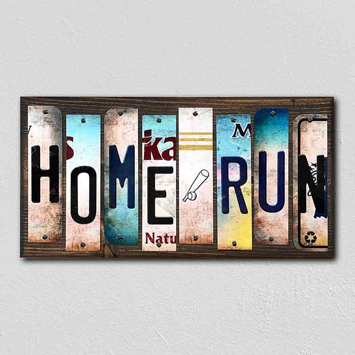 Home Run License Plate Tag Strips Novelty Wood Signs