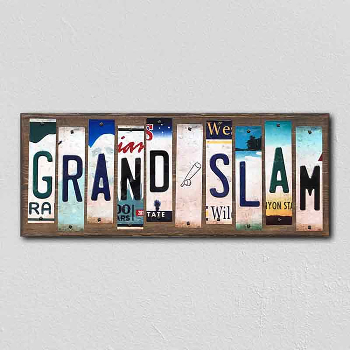 Grand Slam License Plate Tag Strips Novelty Wood Signs