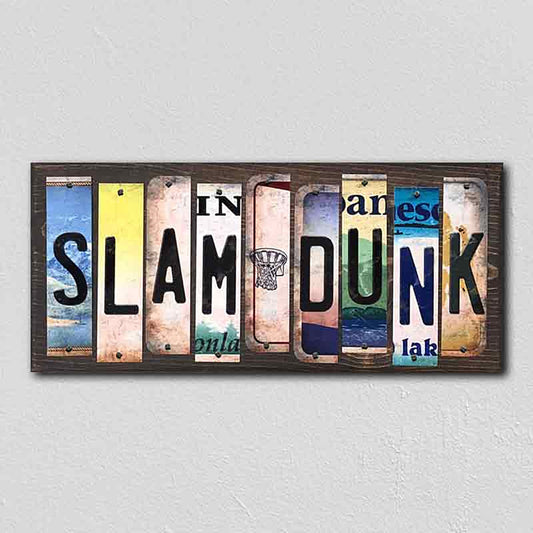Slam Dunk License Plate Tag Strips Novelty Wood Signs