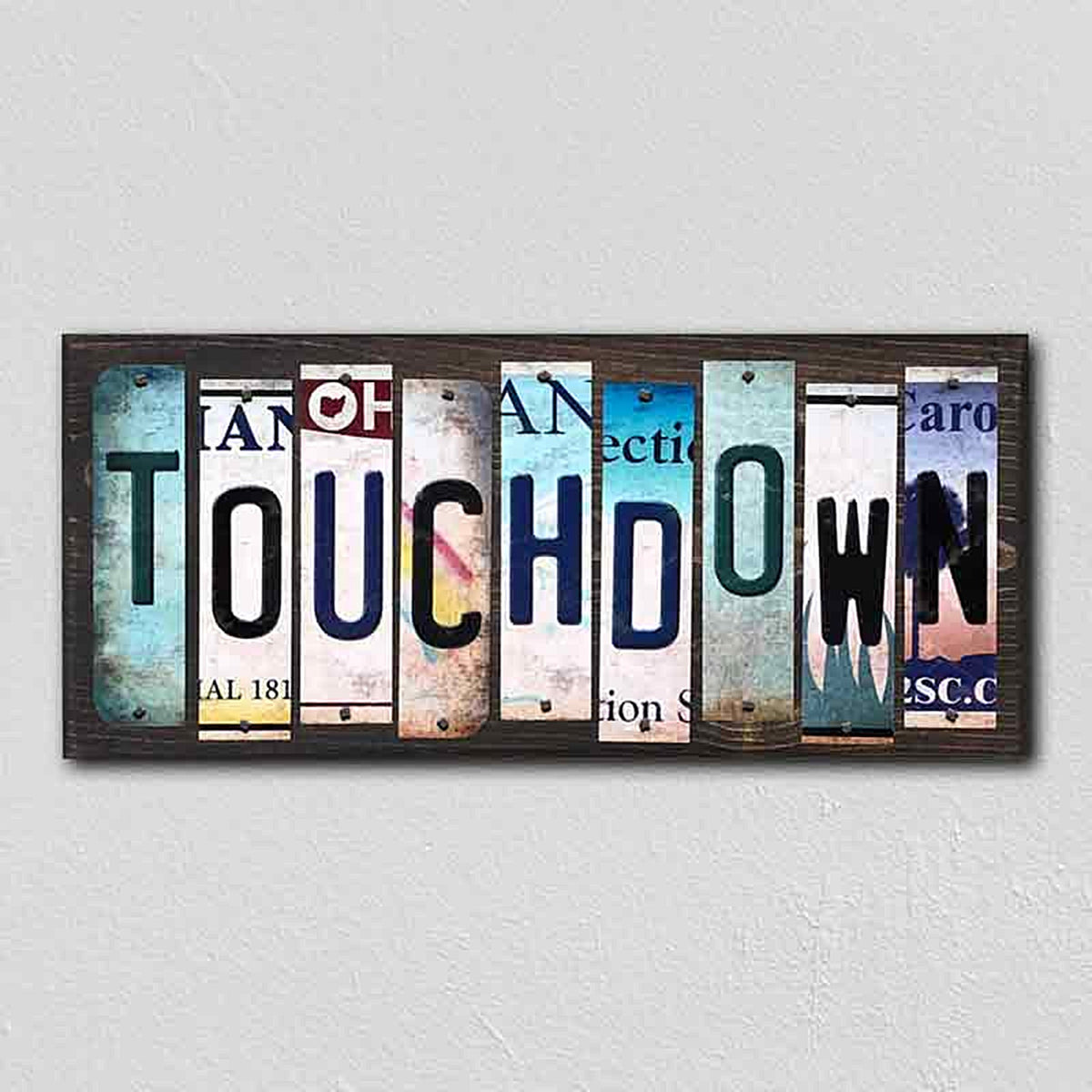 Touchdown License Plate Tag Strips Novelty Wood Signs