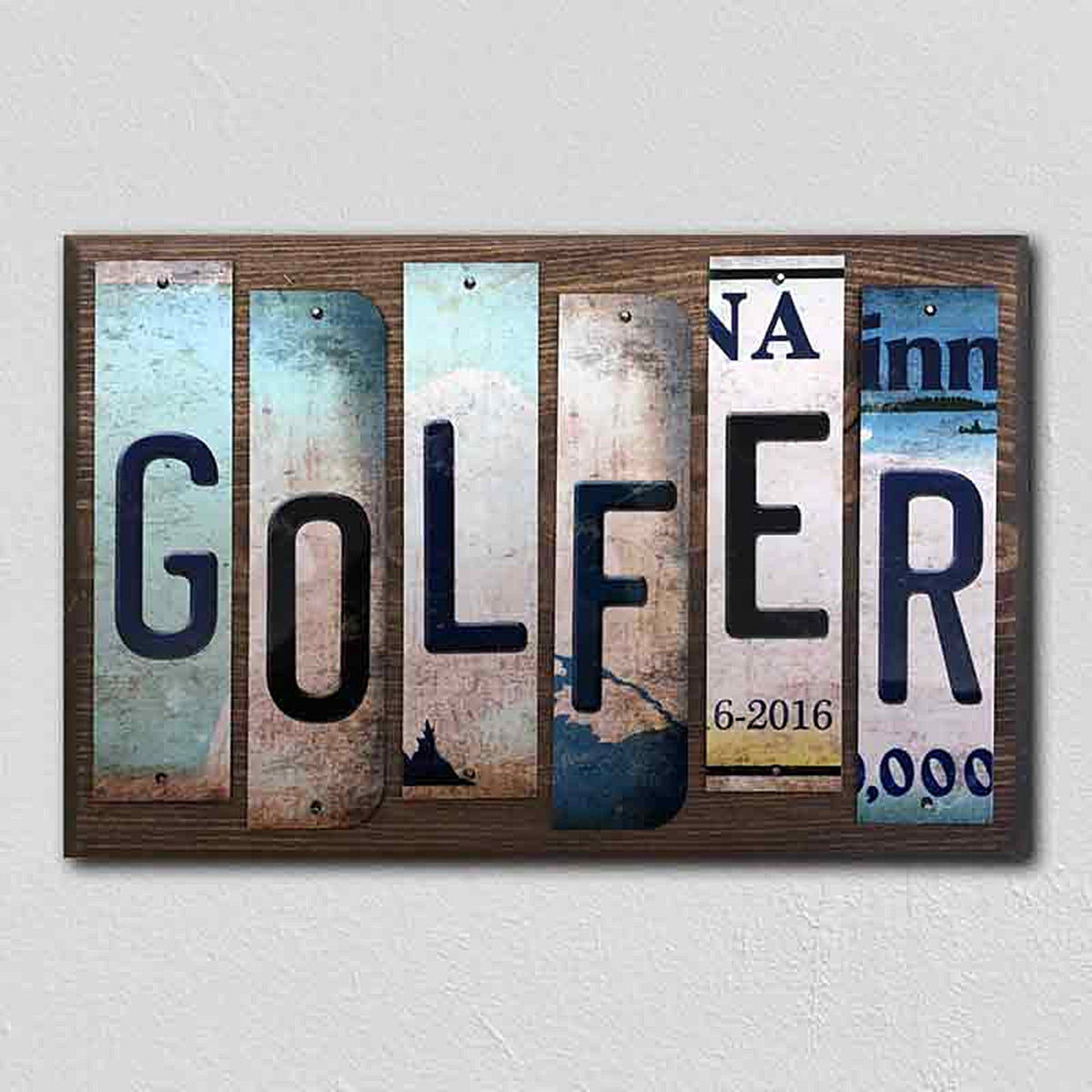 Golfer License Plate Tag Strips Novelty Wood Signs