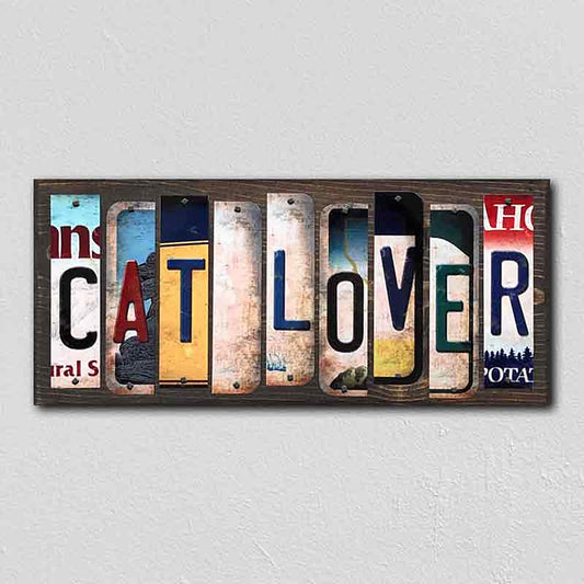 Cat Lover License Plate Tag Strips Novelty Wood Signs
