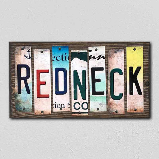 Redneck License Plate Tag Strips Novelty Wood Signs