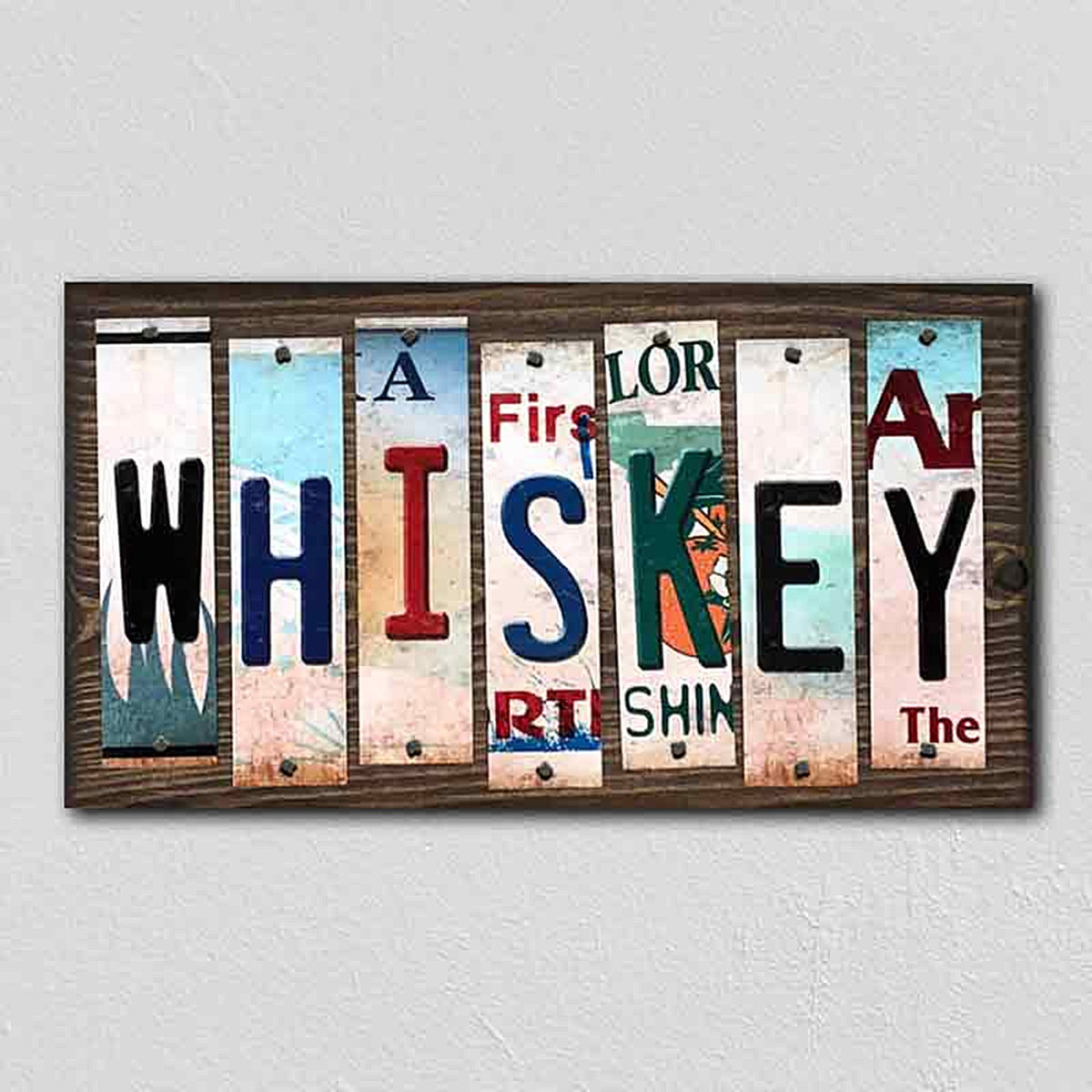 Whiskey License Plate Tag Strips Novelty Wood Signs