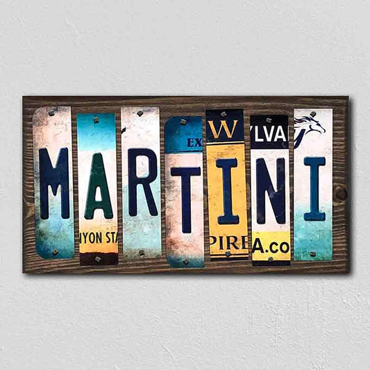 Martini License Plate Tag Strips Novelty Wood Signs