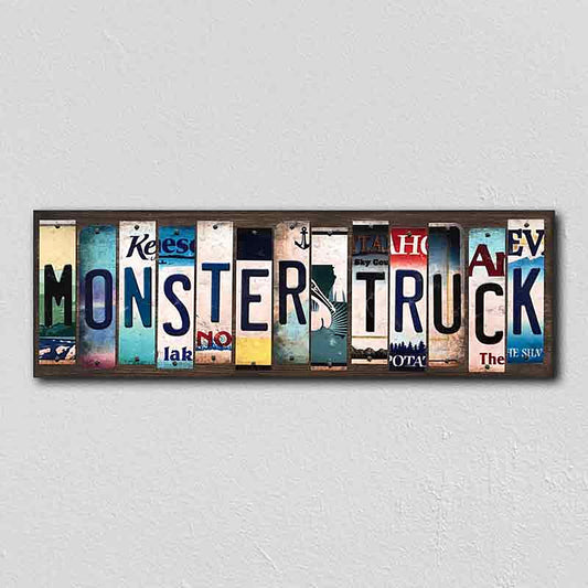 Monster Truck License Plate Tag Strips Novelty Wood Signs