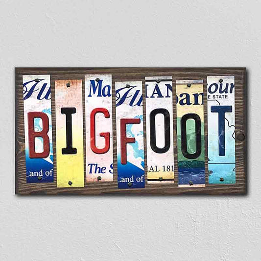 Bigfoot License Plate Tag Strips Novelty Wood Signs