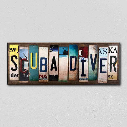Scuba Diver License Plate Tag Strips Novelty Wood Signs