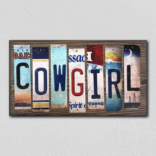 Cowgirl License Plate Tag Strips Novelty Wood Signs
