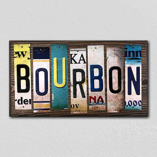 Bourbon License Plate Tag Strips Novelty Wood Signs