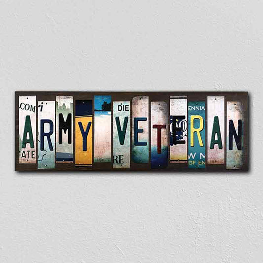 Army Veteran License Plate Tag Strips Novelty Wood Signs