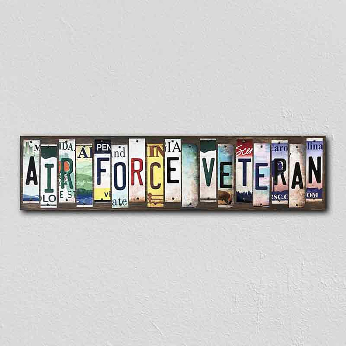 Air Force Veteran License Plate Tag Strips Novelty Wood Signs