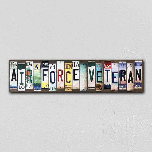 Air Force Veteran License Plate Tag Strips Novelty Wood Signs