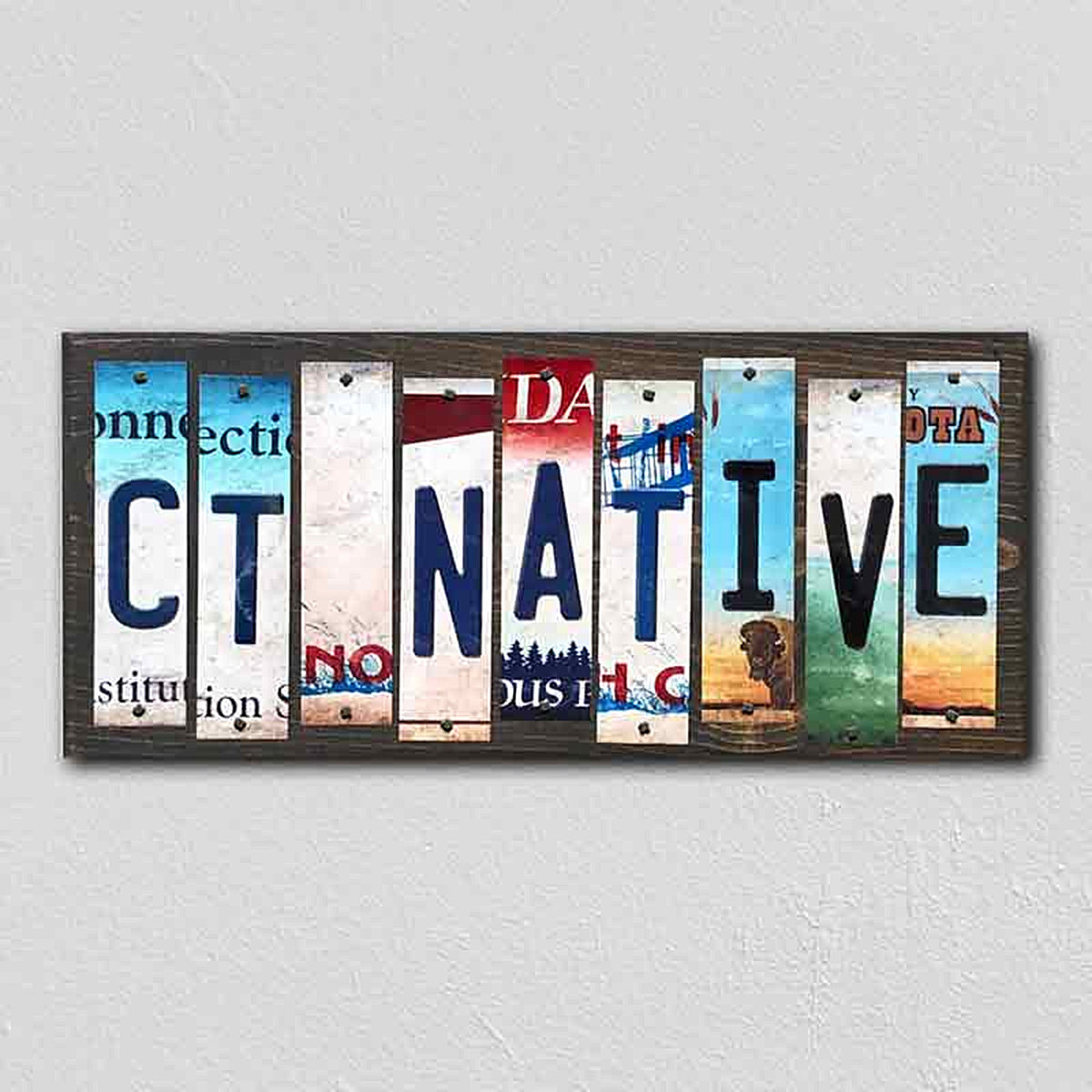 CT Native License Plate Tag Strips Novelty Wood Signs