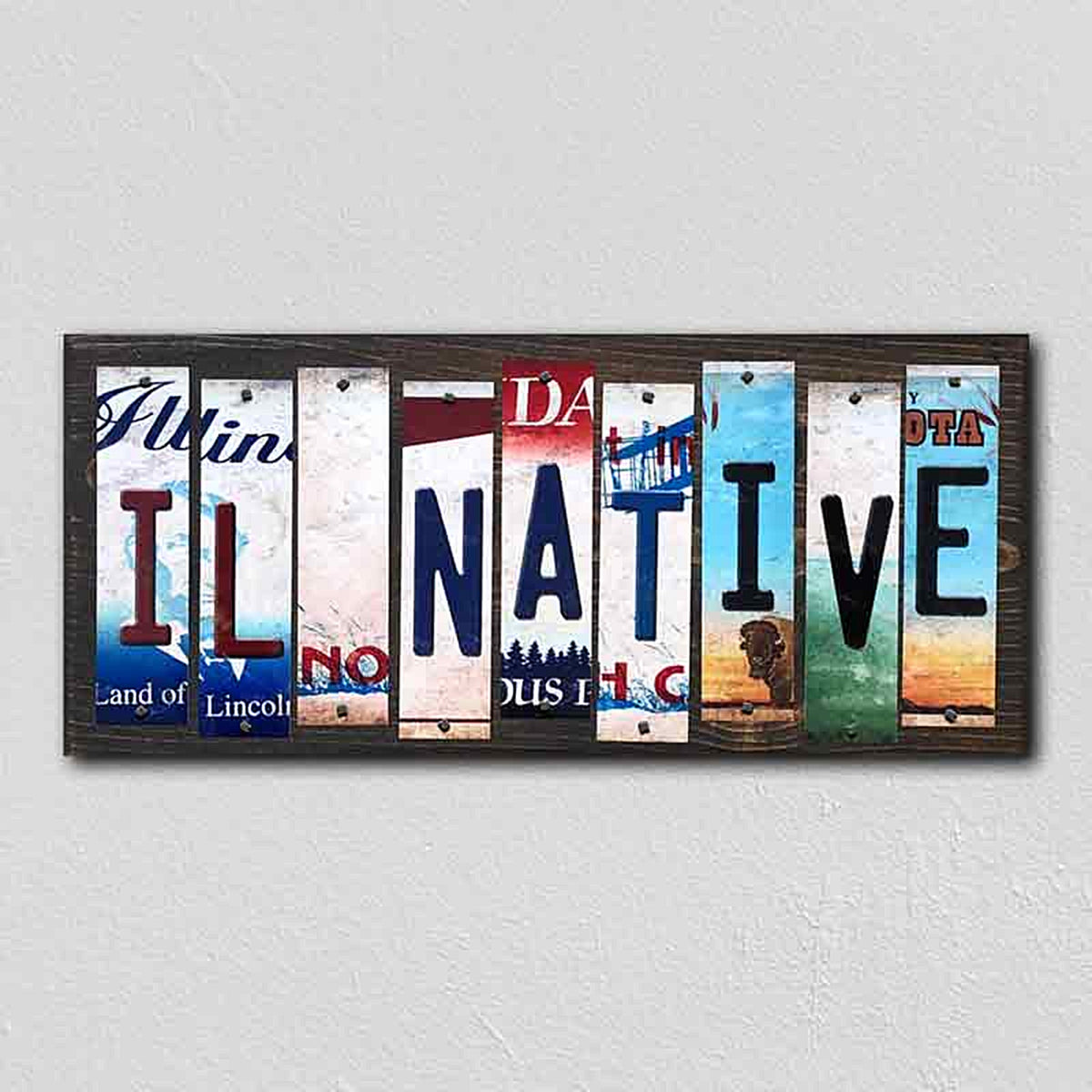 IL Native License Plate Tag Strips Novelty Wood Signs