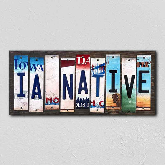 IA Native License Plate Tag Strips Novelty Wood Signs