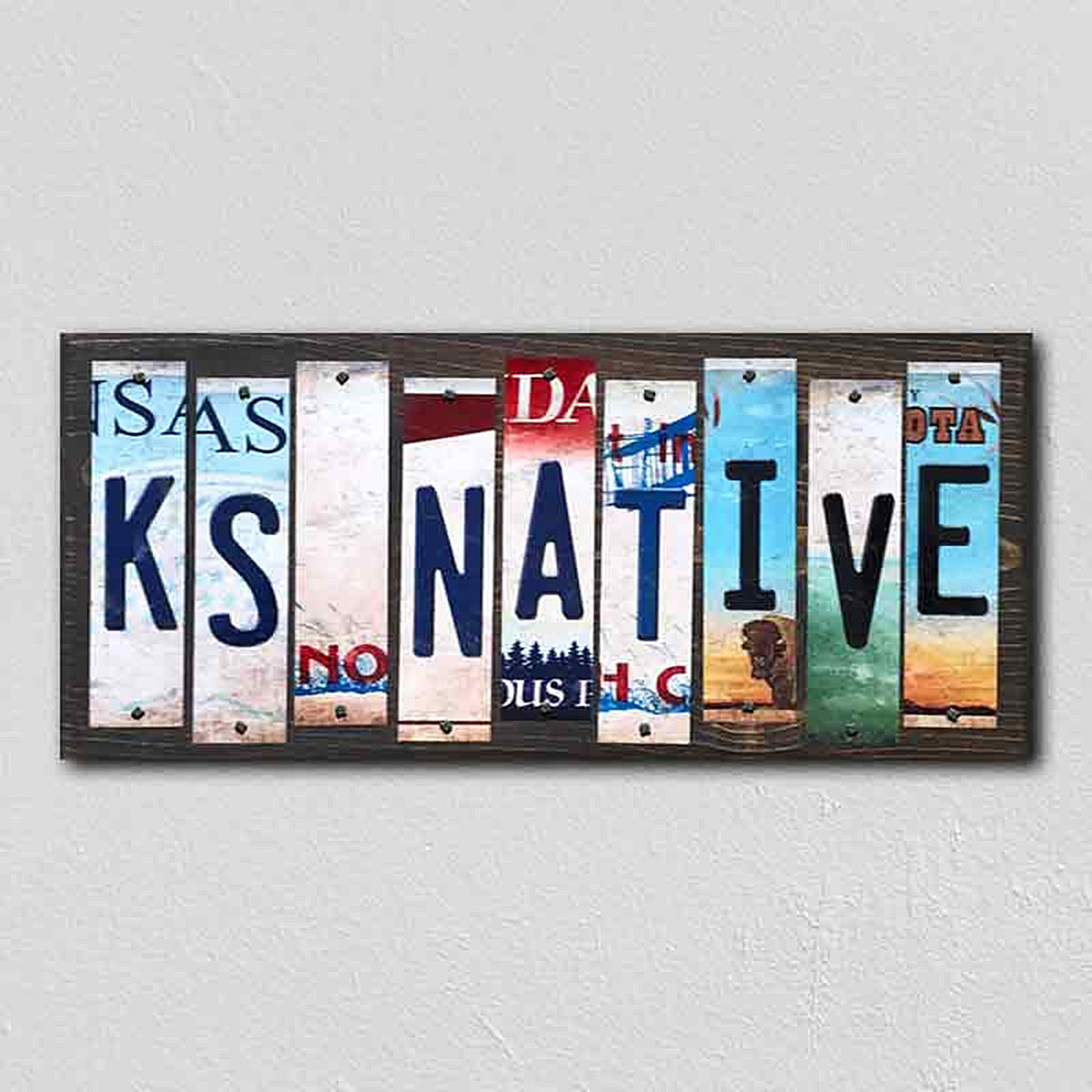 KS Native License Plate Tag Strips Novelty Wood Signs