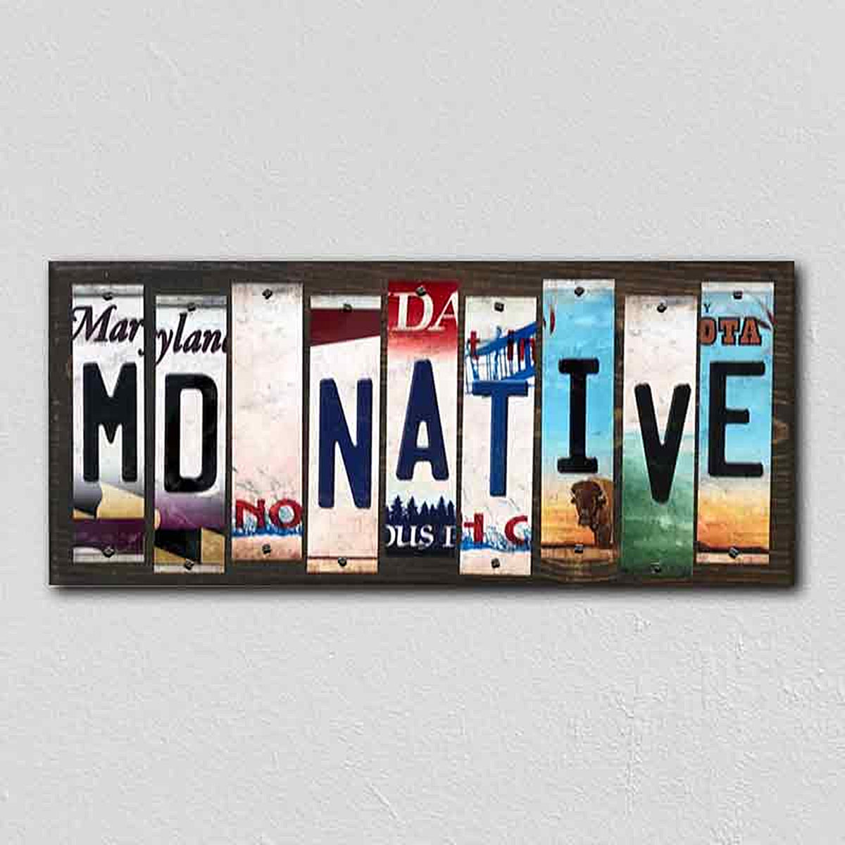 MD Native License Plate Tag Strips Novelty Wood Signs