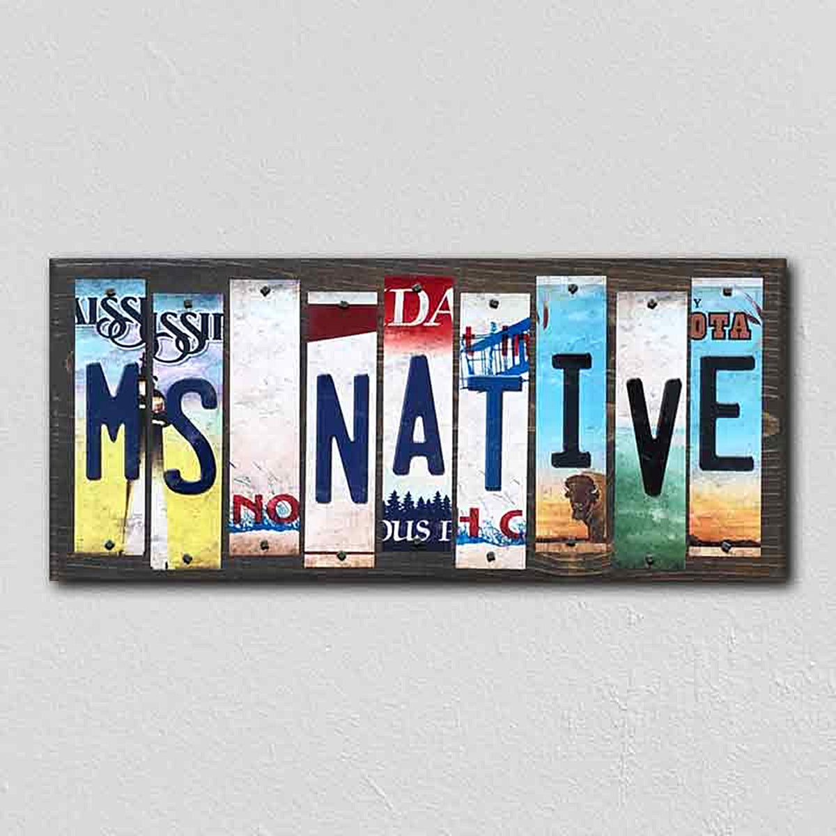 MS Native License Plate Tag Strips Novelty Wood Signs